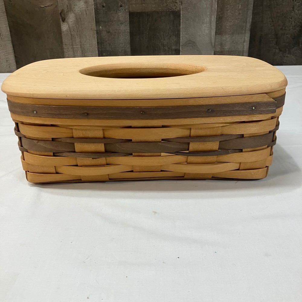 Royce Craft Baskets Woven Wood Tissue Box Cover Rectangular Vintage 1997 Ohio